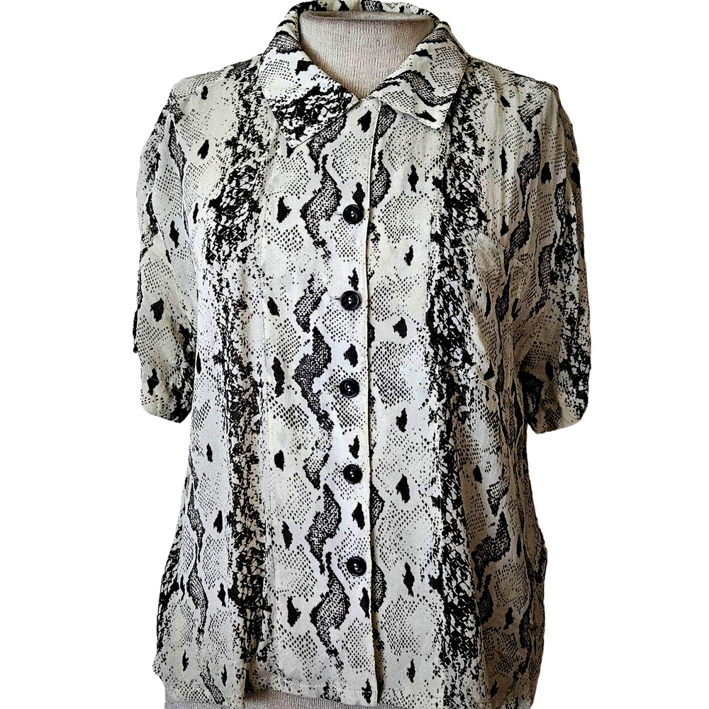 Stockholm Atelier Animal Print Short Sleeve Blouse Size 2